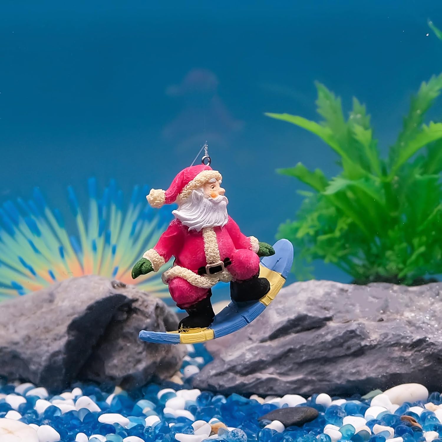 Marine Aquarium For Sale - Resin Santa Claus Surfing Ornament, Festive
