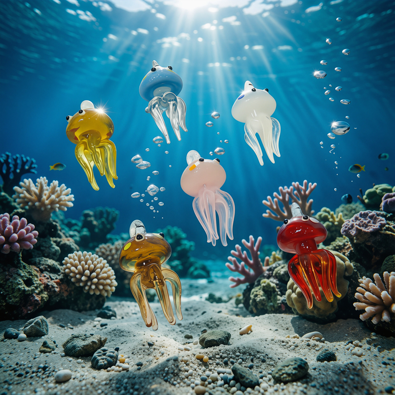 Colorful Mini Jellyfish Glass  - Aquarium Marine Color avaliação e preço