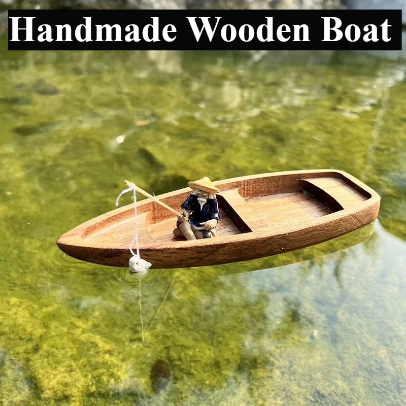 Handmade Wooden Boat Mini Floa - Marine Aquarium For Sale avaliação e preço