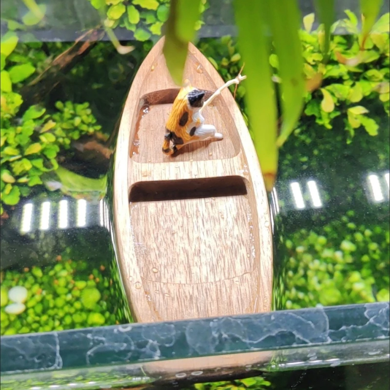 Handmade Wooden Boat Mini Floa - Marine Aquarium For Sale avaliação e preço