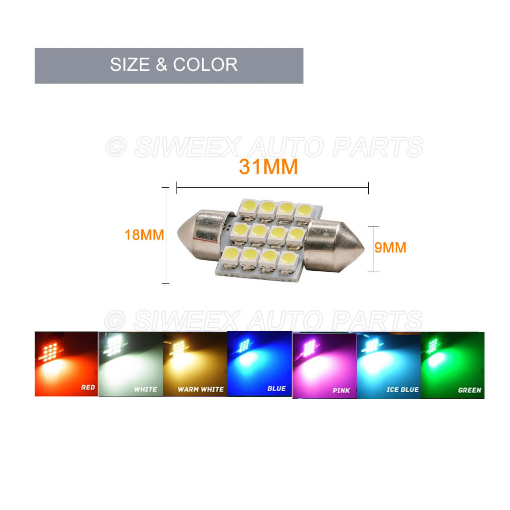 31mm 3528 1210 SMD 12 LED Car  - Actinic Blue Led avaliação e preço