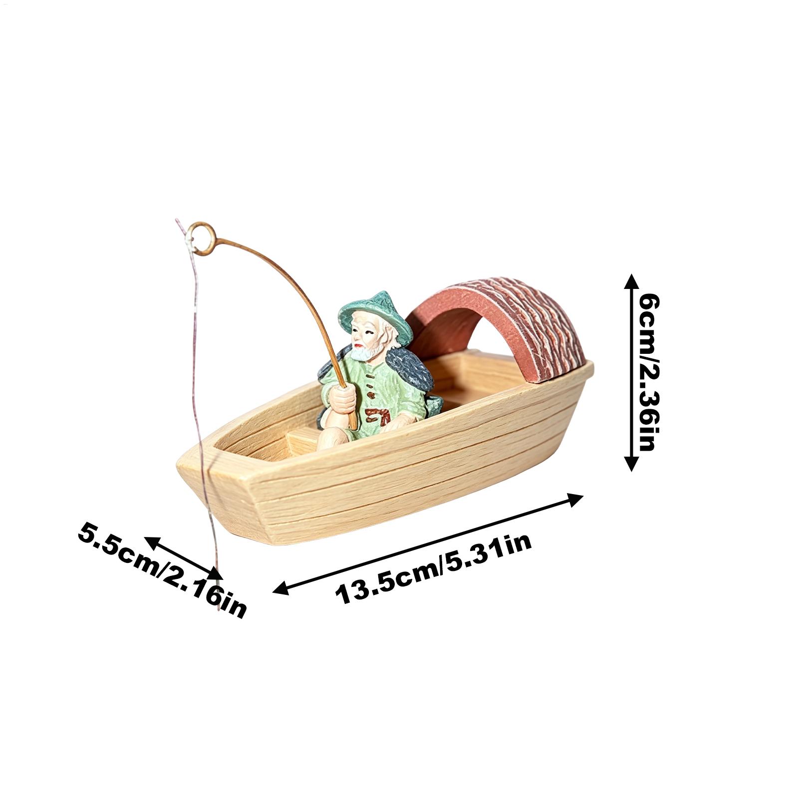 Resin Floating Fisherman Boat  - Marine Aquarium For Sale avaliação e preço