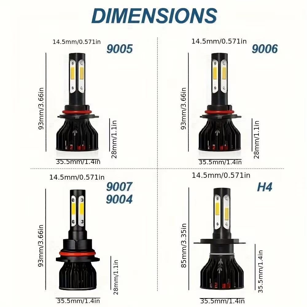2pcs New 4 Sides 9005/HB3 9006 - Actinic Blue Led avaliação e preço