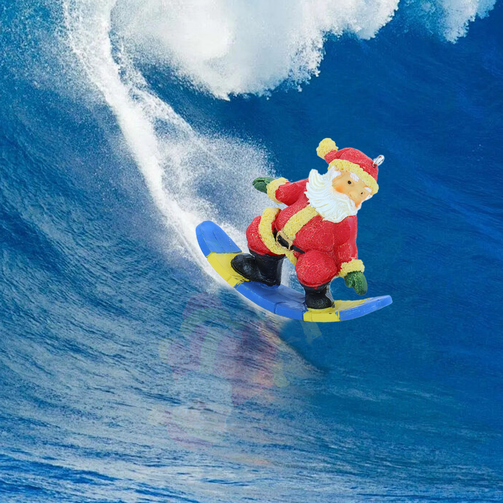 Resin Santa Claus Surfing Orna - Marine Aquarium For Sale avaliação e preço