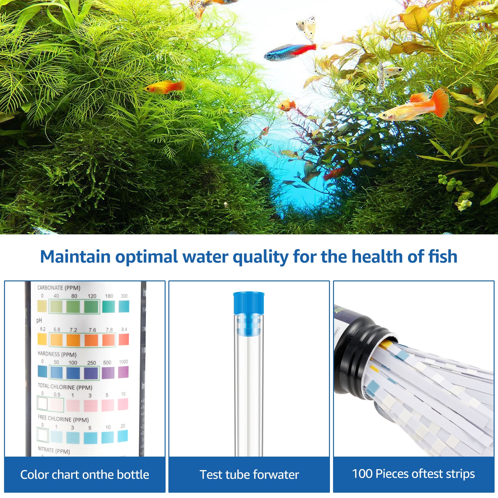 100Pcs 7 in 1 Aquarium Test St - Marine Aquarium Test Kit avaliação e preço